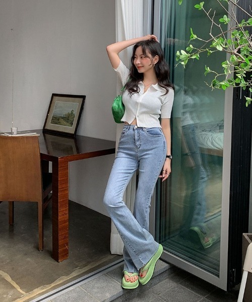 merongshop（メロンショップ）の「MERONGSHOP カラージップアップクロップカットソー（Tシャツ/カットソー・レディース・ホワイト/ブラック・FREE）」の9枚目の写真