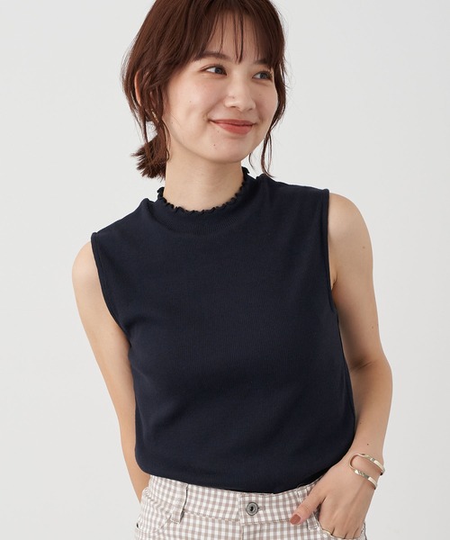 earth music&ecology（アースミュージックアンドエコロジー）の「ハイネックメローリブプルオーバー(ノースリブ) ＊（Tシャツ/カットソー・レディース・モカ/ミント/ブラック/ピンクベージュ/ネイビー/アイボリー・M/S）」の6枚目の写真