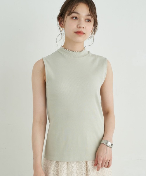 earth music&ecology（アースミュージックアンドエコロジー）の「ハイネックメローリブプルオーバー(ノースリブ) ＊（Tシャツ/カットソー・レディース・モカ/ミント/ブラック/ピンクベージュ/ネイビー/アイボリー・M/S）」の5枚目の写真