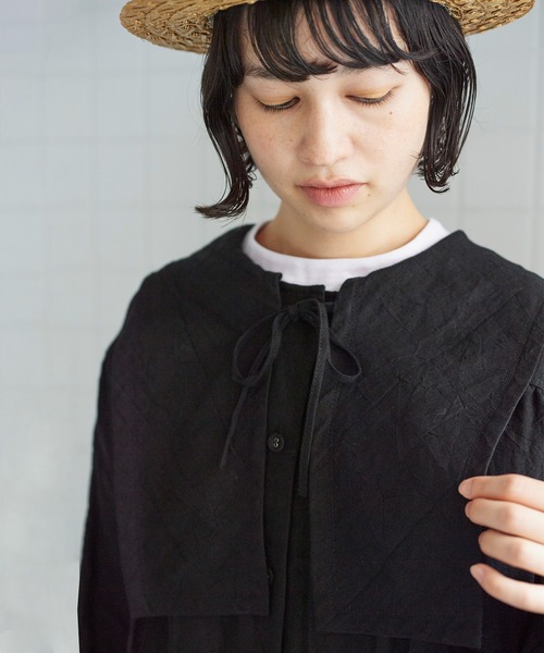 bulle de savon（ビュルデサボン）の「40リネンキャッチワッシャー　over ブラウス（シャツ/ブラウス・レディース・ブラック/カーキ・FREE）」の19枚目の写真