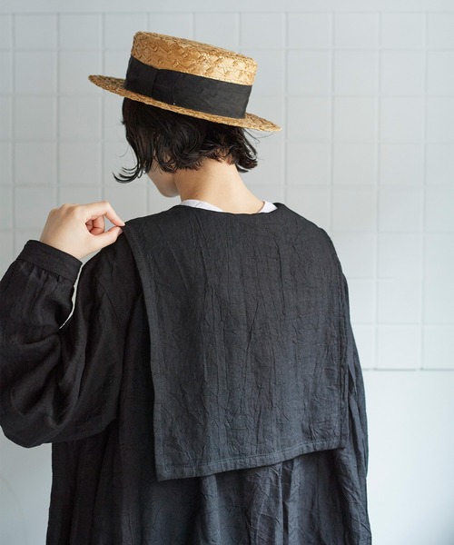 bulle de savon（ビュルデサボン）の「40リネンキャッチワッシャー　over ブラウス（シャツ/ブラウス・レディース・ブラック/カーキ・FREE）」の7枚目の写真