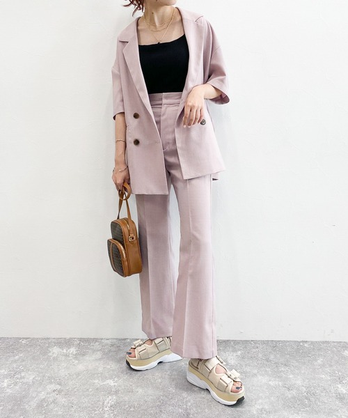 Heather(ヘザー)の「スリムフィットリネンライクフレアパンツ【SETUP対応】 959767(スラックス・レディース・ライトベージュ/サックスブルー/ピンク・S/M)」の18枚目の写真