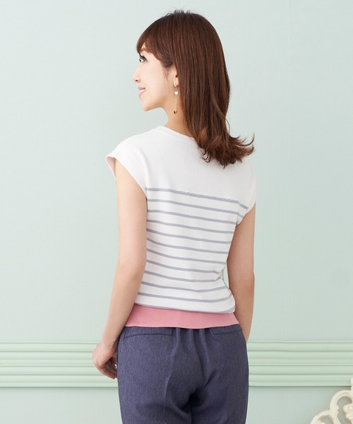 Prima Scherrer（プリマシェレル）の「ニット ボーダー リブ切替え Prima Scherrer（ニット/セーター・レディース・ブラック/ピンク/モカ・S/M）」の12枚目の写真