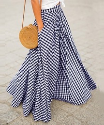 KOR | ギンガムチェック ワイドフレアプリーツスカート(スカート)