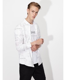 ARMANI EXCHANGE | 【A|X アルマーニ エクスチェンジ】オールオーバーデザイン　長袖シャツ/REGULAR（リサイクルコットン）(シャツ/ブラウス)