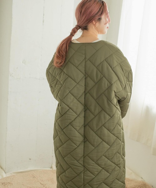 ITEMS URBANRESEARCH（アイテムズ アーバンリサーチ）の「中綿キルティングフードコート（モッズコート・レディース・ベージュ/ブラック/カーキ・FREE）」の11枚目の写真