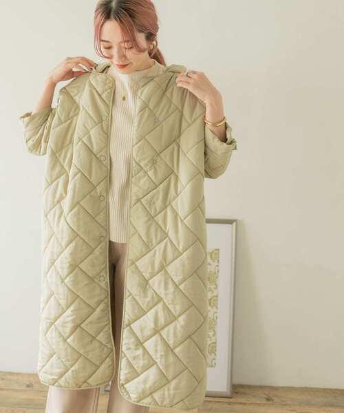 ITEMS URBANRESEARCH（アイテムズ アーバンリサーチ）の「中綿キルティングフードコート（モッズコート・レディース・ベージュ/ブラック/カーキ・FREE）」の7枚目の写真