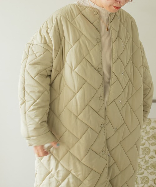 ITEMS URBANRESEARCH（アイテムズ アーバンリサーチ）の「中綿キルティングフードコート（モッズコート・レディース・ベージュ/ブラック/カーキ・FREE）」の19枚目の写真