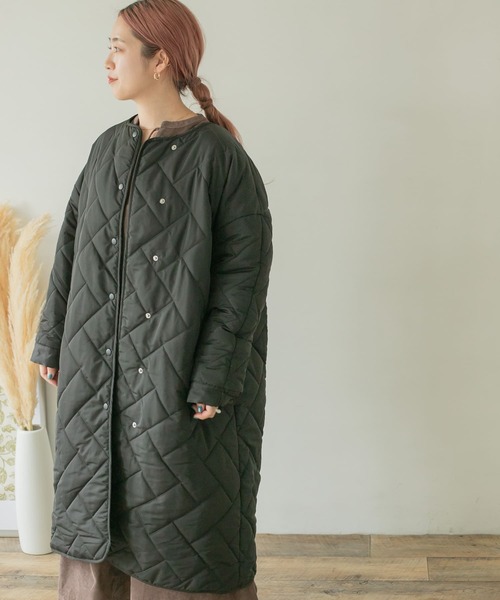 ITEMS URBANRESEARCH（アイテムズ アーバンリサーチ）の「中綿キルティングフードコート（モッズコート・レディース・ベージュ/ブラック/カーキ・FREE）」の15枚目の写真