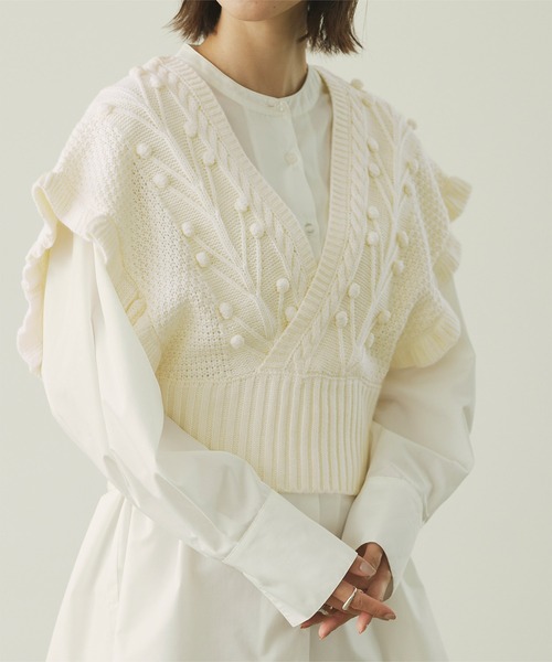 titivate（ティティベイト）の「ｶｼｭｸｰﾙﾎﾟｯﾌﾟｺｰﾝﾆｯﾄﾍﾞｽﾄ（ベスト）」 - WEAR