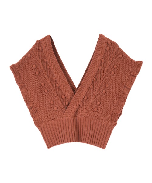 titivate（ティティベイト）の「ｶｼｭｸｰﾙﾎﾟｯﾌﾟｺｰﾝﾆｯﾄﾍﾞｽﾄ（ベスト・レディース・アイボリー/モカ/ブラウン系その他/ブラック・S/M）」の5枚目の写真