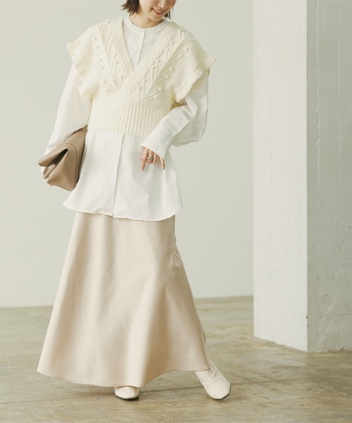 titivate（ティティベイト）の「ｶｼｭｸｰﾙﾎﾟｯﾌﾟｺｰﾝﾆｯﾄﾍﾞｽﾄ（ベスト・レディース・アイボリー/モカ/ブラウン系その他/ブラック・S/M）」の8枚目の写真