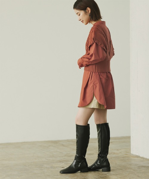 titivate（ティティベイト）の「ｶｼｭｸｰﾙﾎﾟｯﾌﾟｺｰﾝﾆｯﾄﾍﾞｽﾄ（ベスト・レディース・アイボリー/モカ/ブラウン系その他/ブラック・S/M）」の6枚目の写真