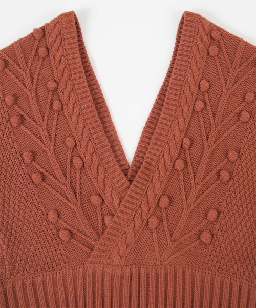 titivate（ティティベイト）の「ｶｼｭｸｰﾙﾎﾟｯﾌﾟｺｰﾝﾆｯﾄﾍﾞｽﾄ（ベスト・レディース・アイボリー/モカ/ブラウン系その他/ブラック・S/M）」の21枚目の写真