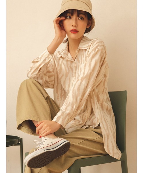fifth calin（フィフスカラン）の「ゼブラ柄シャツ（シャツ/ブラウス・レディース・ブラック/ベージュ・MEDIUM）」の2枚目の写真