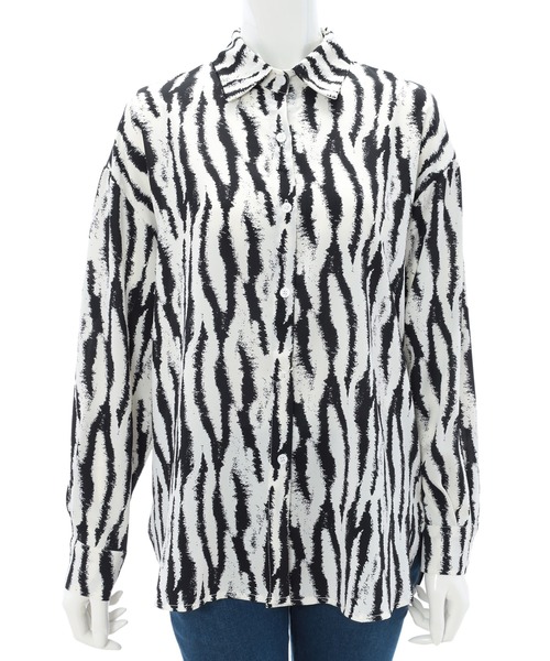 fifth calin（フィフスカラン）の「ゼブラ柄シャツ（シャツ/ブラウス・レディース・ブラック/ベージュ・MEDIUM）」の9枚目の写真