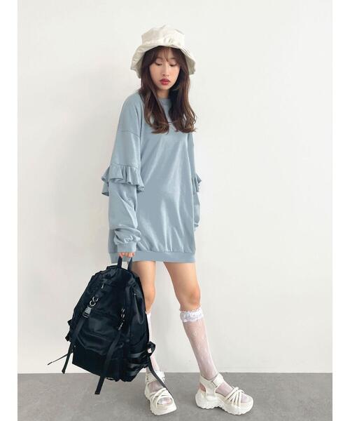 Honey Salon（ハニーサロン）の「ロングベルトビッグリュック（バックパック/リュック・レディース・ライトベージュ/ブラック・FREE）」の7枚目の写真