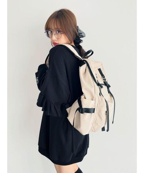 Honey Salon（ハニーサロン）の「ロングベルトビッグリュック（バックパック/リュック・レディース・ライトベージュ/ブラック・FREE）」の11枚目の写真