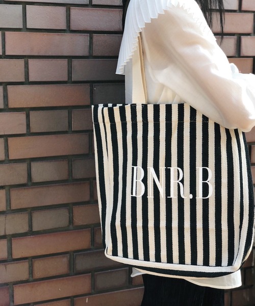 Banner Barrett（バナーバレット）の「キャンバスストライプトートバッグ（トートバッグ・レディース・ブラック/ブラウン/ベージュ/オレンジ・FREE）」の2枚目の写真