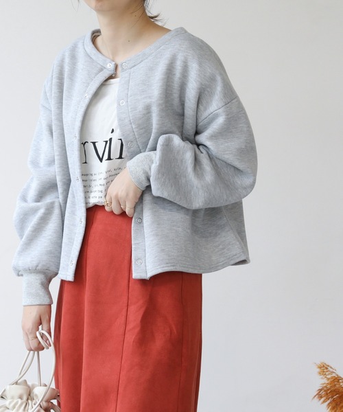 frames RAY CASSIN（フレームスレイカズン）の「【WEB限定】前後2WAY裏起毛ショートカーデ（カーディガン/ボレロ・レディース・ブラック/グリーン/杢グレー/ピンク・FREE）」の3枚目の写真