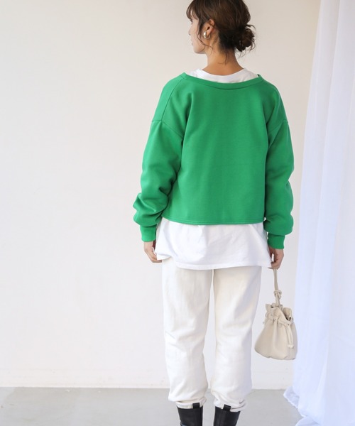 frames RAY CASSIN（フレームスレイカズン）の「【WEB限定】前後2WAY裏起毛ショートカーデ（カーディガン/ボレロ・レディース・ブラック/グリーン/杢グレー/ピンク・FREE）」の19枚目の写真