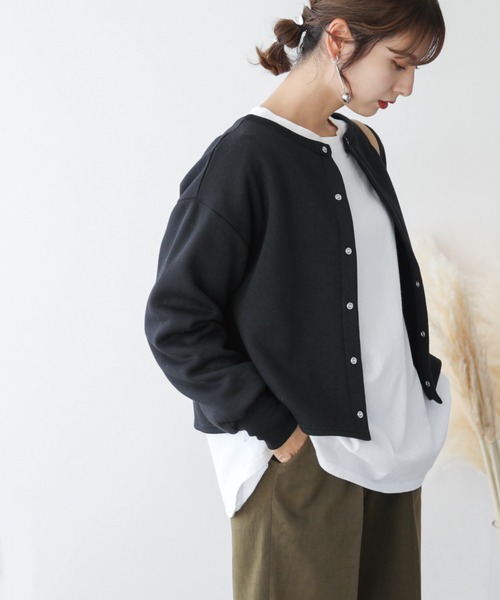 frames RAY CASSIN（フレームスレイカズン）の「【WEB限定】前後2WAY裏起毛ショートカーデ（カーディガン/ボレロ・レディース・ブラック/グリーン/杢グレー/ピンク・FREE）」の22枚目の写真