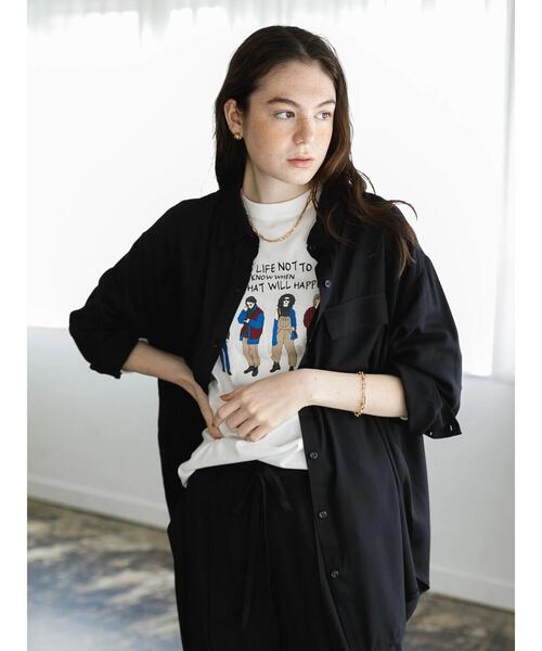 koe（コエ）の「フラップポケットシャツチュニック＊（シャツ/ブラウス・レディース・ライトグレー/ブラック/カーキ/ピンク・FREE）」の6枚目の写真