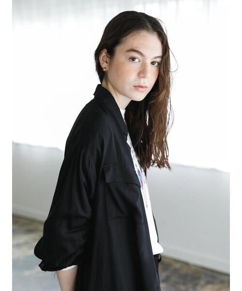 koe（コエ）の「フラップポケットシャツチュニック＊（シャツ/ブラウス・レディース・ライトグレー/ブラック/カーキ/ピンク・FREE）」の14枚目の写真