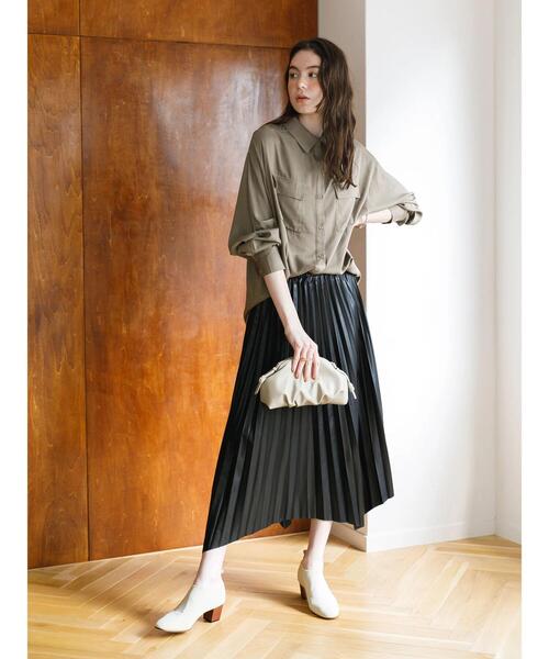 koe（コエ）の「フラップポケットシャツチュニック＊（シャツ/ブラウス・レディース・ライトグレー/ブラック/カーキ/ピンク・FREE）」の10枚目の写真