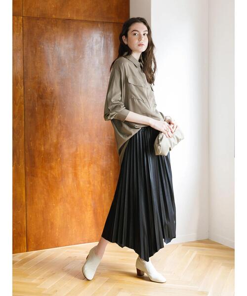 koe（コエ）の「フラップポケットシャツチュニック＊（シャツ/ブラウス・レディース・ライトグレー/ブラック/カーキ/ピンク・FREE）」の9枚目の写真