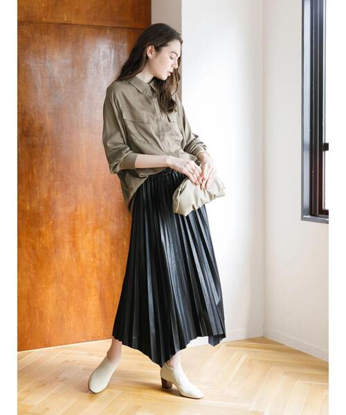 koe（コエ）の「フラップポケットシャツチュニック＊（シャツ/ブラウス・レディース・ライトグレー/ブラック/カーキ/ピンク・FREE）」の8枚目の写真