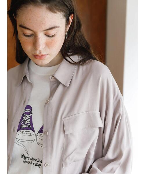 koe（コエ）の「フラップポケットシャツチュニック＊（シャツ/ブラウス・レディース・ライトグレー/ブラック/カーキ/ピンク・FREE）」の7枚目の写真