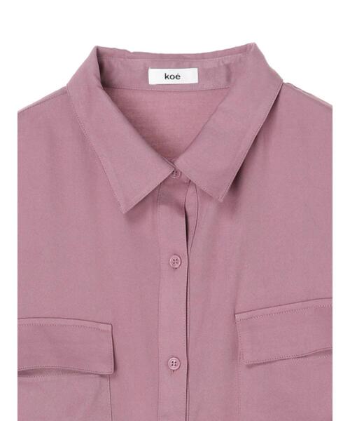 koe（コエ）の「フラップポケットシャツチュニック＊（シャツ/ブラウス・レディース・ライトグレー/ブラック/カーキ/ピンク・FREE）」の21枚目の写真