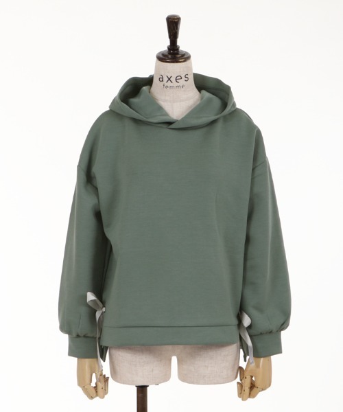 axes femme（アクシーズファム）の「サイドリボンパーカーＰＯ（Tシャツ/カットソー・レディース・キナリ/ブラック/グリーン/ピンク・MEDIUM）」の22枚目の写真