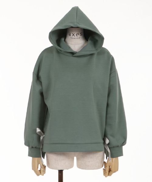 axes femme（アクシーズファム）の「サイドリボンパーカーＰＯ（Tシャツ/カットソー・レディース・キナリ/ブラック/グリーン/ピンク・MEDIUM）」の17枚目の写真