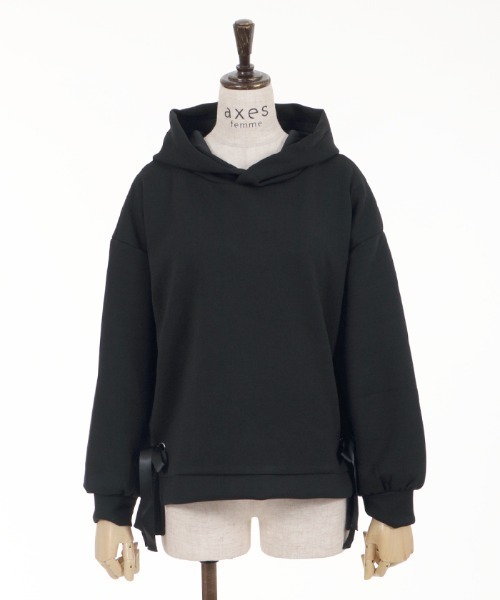 axes femme（アクシーズファム）の「サイドリボンパーカーＰＯ（Tシャツ/カットソー・レディース・キナリ/ブラック/グリーン/ピンク・MEDIUM）」の12枚目の写真