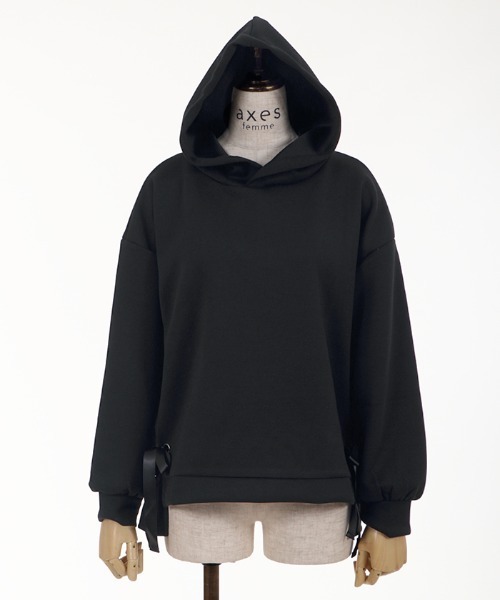 axes femme（アクシーズファム）の「サイドリボンパーカーＰＯ（Tシャツ/カットソー・レディース・キナリ/ブラック/グリーン/ピンク・MEDIUM）」の7枚目の写真