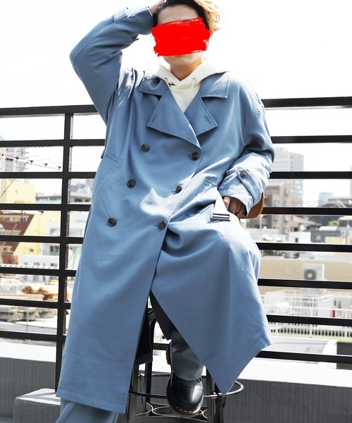 8(eight)(エイト)の「T/Rトレンチコート(トレンチコート・メンズ・ブラック/ブラウン/グレー系その他/グレイッシュブルー・MEDIUM/LARGE)」の4枚目の写真