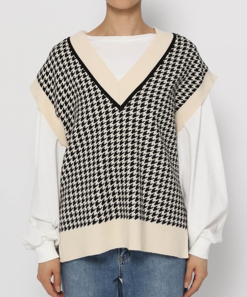 GLOBAL WORK（グローバルワーク）の「メルティーガラニットベスト/957978（ベスト・レディース・ブラック/ベージュ/その他・FREE）」の8枚目の写真