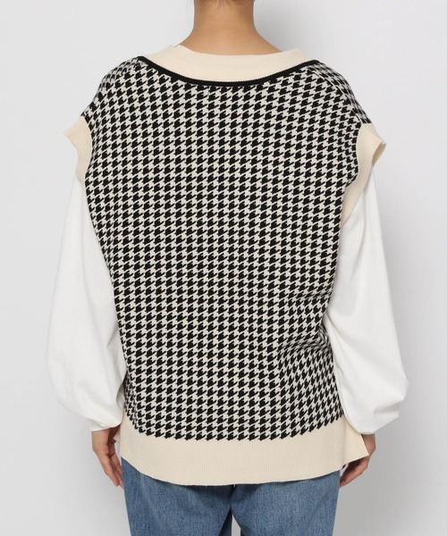 GLOBAL WORK（グローバルワーク）の「メルティーガラニットベスト/957978（ベスト・レディース・ブラック/ベージュ/その他・FREE）」の4枚目の写真