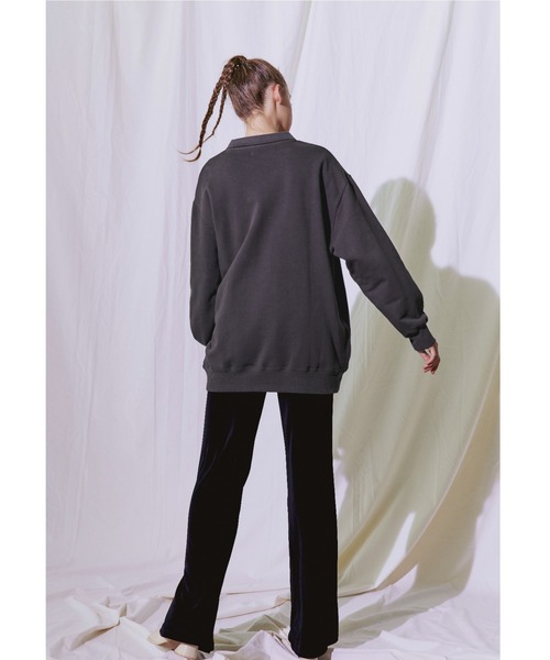 ALEXIA STAM(アリシアスタン)の「Collar Oversized Sweatshirt/カラーオーバーサイズスウェットシャツ(スウェット・レディース・ホワイト/チャコールグレー/グリーン・FREE)」の18枚目の写真