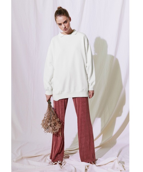 ALEXIA STAM(アリシアスタン)の「Collar Oversized Sweatshirt/カラーオーバーサイズスウェットシャツ(スウェット・レディース・ホワイト/チャコールグレー/グリーン・FREE)」の11枚目の写真