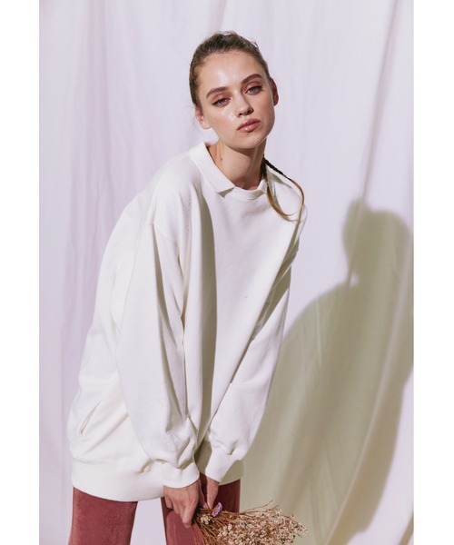 ALEXIA STAM(アリシアスタン)の「Collar Oversized Sweatshirt/カラーオーバーサイズスウェットシャツ(スウェット・レディース・ホワイト/チャコールグレー/グリーン・FREE)」の21枚目の写真