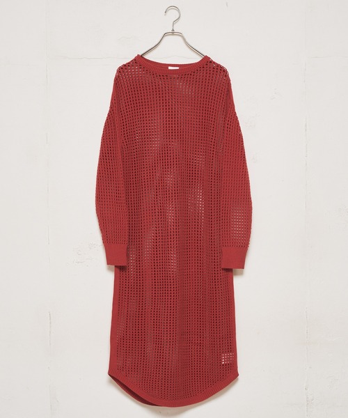 CIAOPANIC(チャオパニック)の「■メッシュ編みニットワンピース(ワンピース・レディース・ブラック/オフホワイト/オレンジ・FREE)」の3枚目の写真