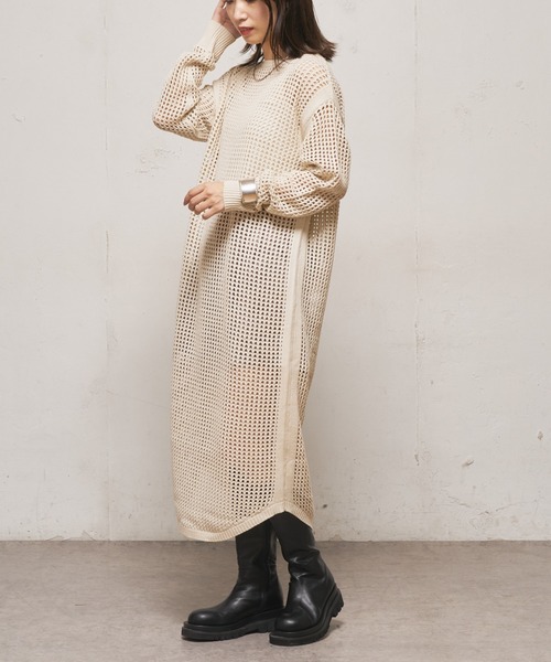 CIAOPANIC(チャオパニック)の「■メッシュ編みニットワンピース(ワンピース・レディース・ブラック/オフホワイト/オレンジ・FREE)」の20枚目の写真