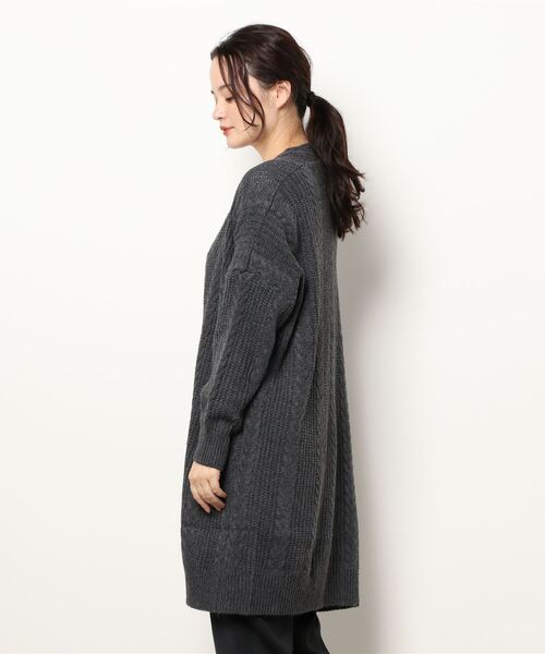 LUGG NAGG（ラグナグ）の「ざっくりニットミドルガウン（カーディガン/ボレロ・レディース・グレー/オフホワイト・M）」の3枚目の写真