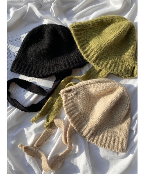 WC（ダブル シー）の「ストラップニットハット（ハット・レディース・グリーン/アイボリー/ブラック・FREE）」の8枚目の写真