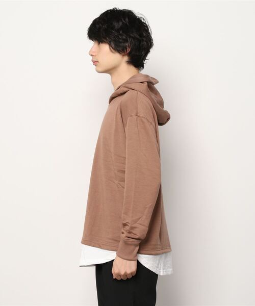SHISKY（シスキー）の「裏毛 フェイクレイヤード プルオーバー パーカー（パーカー・メンズ・ミント/ベージュ/ブルー/杢グレー/ネイビー/カーキ/ブラック/チャコール/モカ/オートミール・M/L/XL）」の11枚目の写真