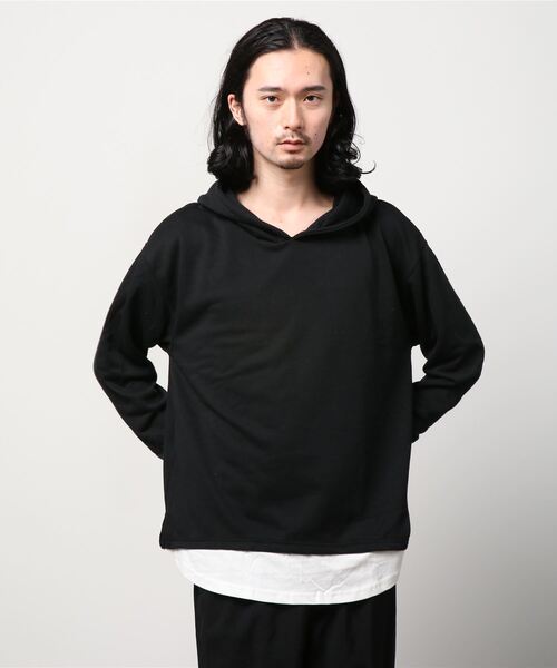 SHISKY（シスキー）の「裏毛 フェイクレイヤード プルオーバー パーカー（パーカー・メンズ・ミント/ベージュ/ブルー/杢グレー/ネイビー/カーキ/ブラック/チャコール/モカ/オートミール・M/L/XL）」の21枚目の写真