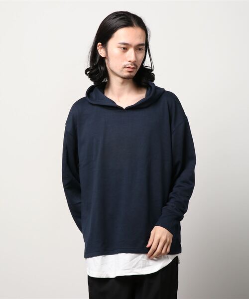 SHISKY（シスキー）の「裏毛 フェイクレイヤード プルオーバー パーカー（パーカー・メンズ・ミント/ベージュ/ブルー/杢グレー/ネイビー/カーキ/ブラック/チャコール/モカ/オートミール・M/L/XL）」の15枚目の写真